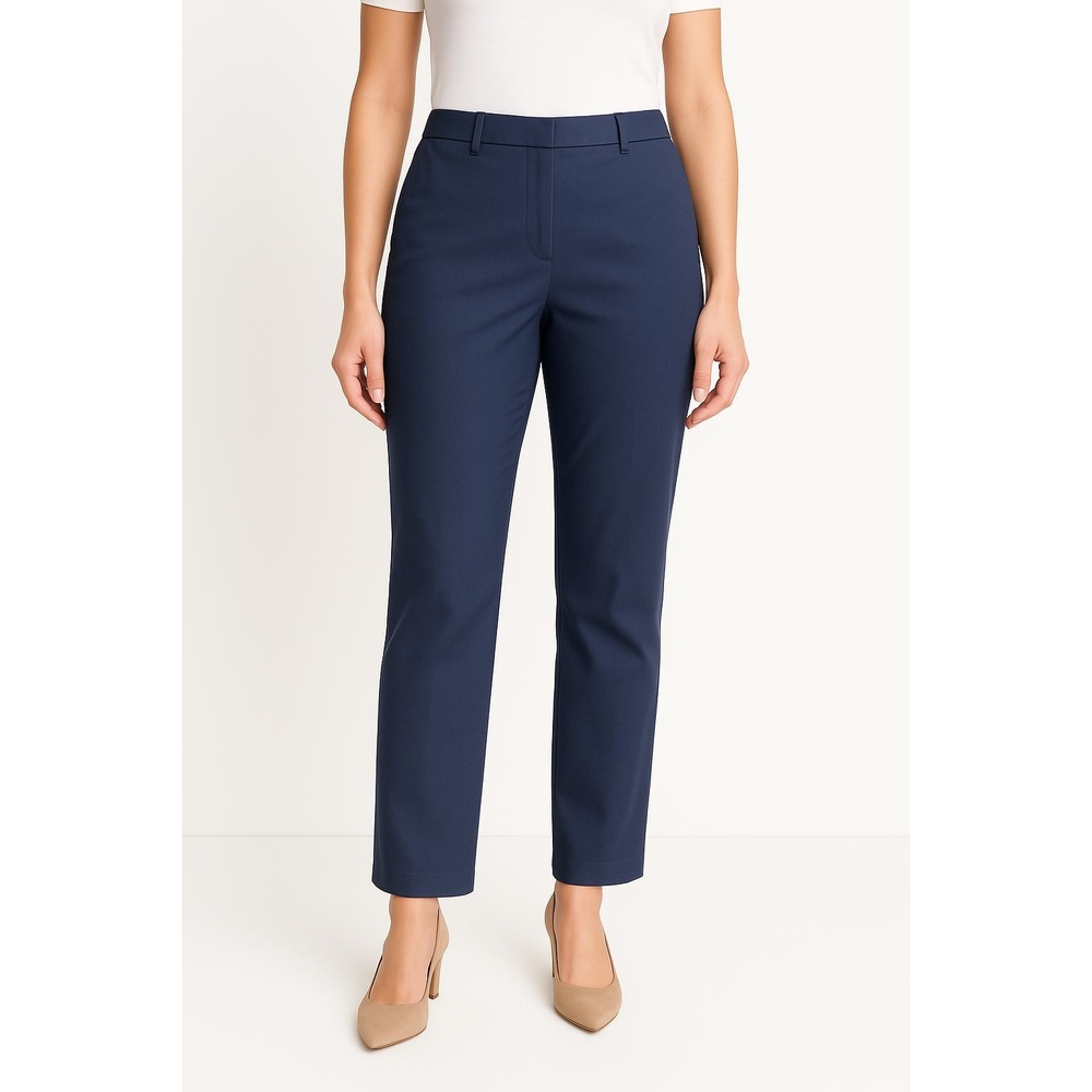 Talbots Newport Pant Dark Navy Blue Straight Leg Belt Loops Womens Pants Size 12